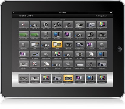 Управляйте коммутатором Videohub с iPad с помощью программной панели управления